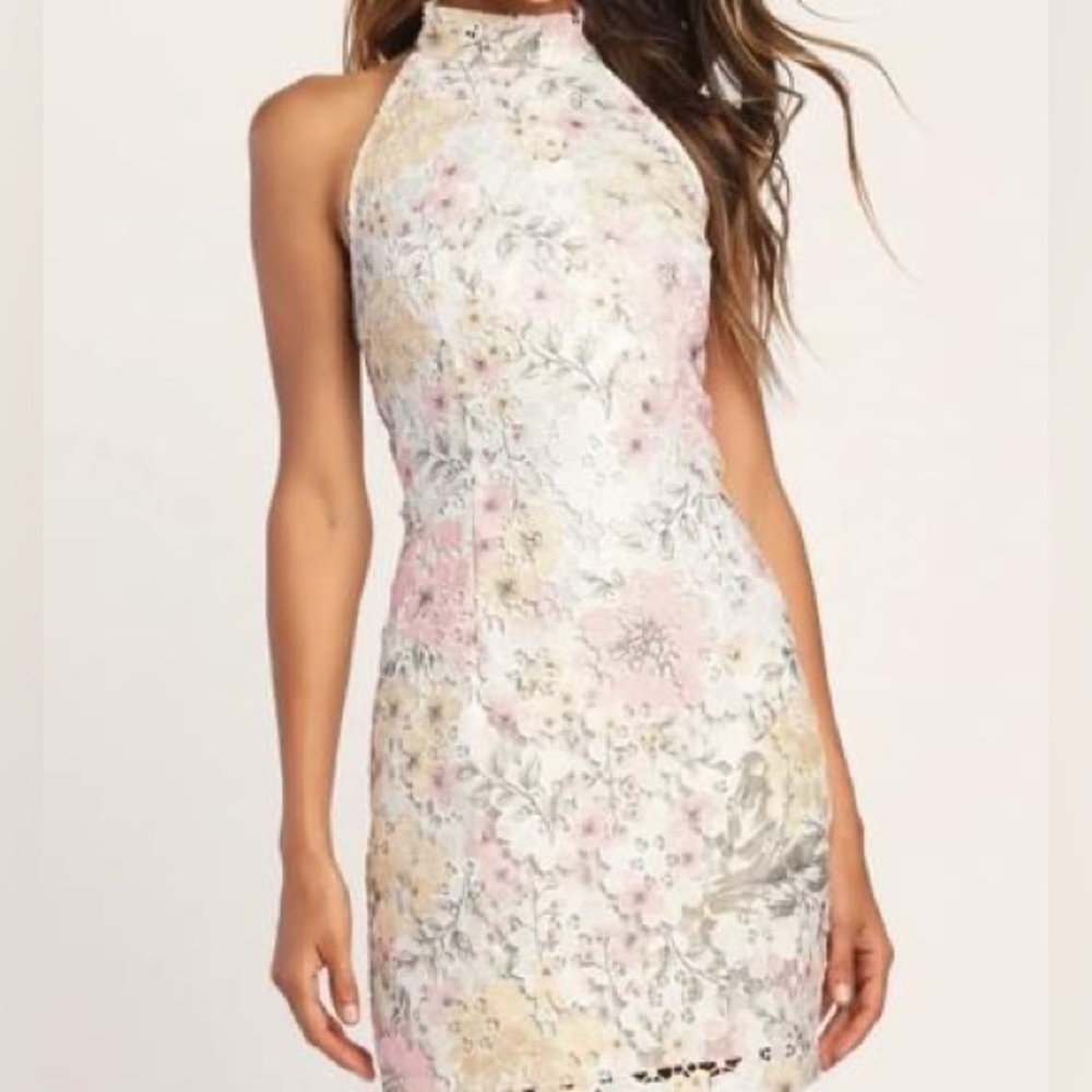 White Floral Dress XS